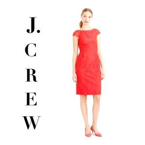 J CREW Elsa Lace Dress SIZE 10 Leavers Lace Poppy Coral